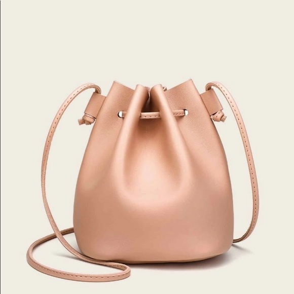 New! Pink Mini Bucket Bag W/Drawstring Closure - Picture 2 of 5